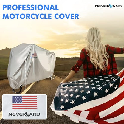 Motorcycle Cover Waterproof Outdoor All Weather Protection Silver