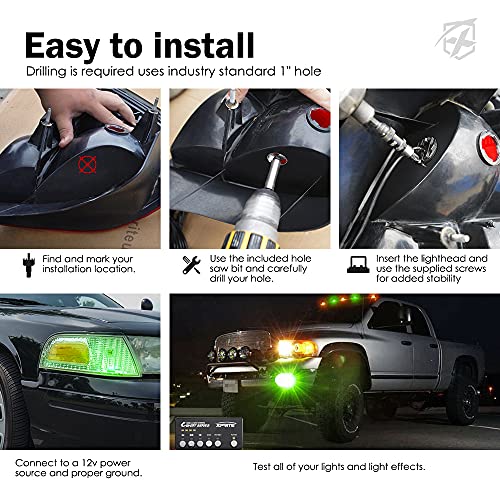Amber Green LED Hideaway Strobe Lights Kit (8 Count)