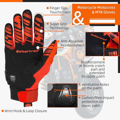 SPS 2 Unisex Touchscreen Road Racing Motorcycle MTB Sports Gloves Also fit BMX MX ATV Mountain Bike Bicycle Cycling Off