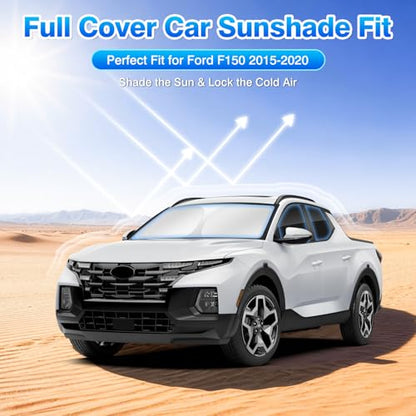 Windshield Sun Shade for Ford F150 2015 2016 2017 2018 2019 2020 Car Window Shades Thicken UV Block and Blackout Privacy Foldable Sunshades 6PCS Accessories Keep Cool Sun Visor Covers (6 Count)