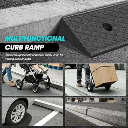 2pcs 2.1" Rise Rubber Curb Ramp Heavy Duty Loading Driveway Ramp Threshold Ramps 38.6" W x 5.9" D x 2.1" H for Loading Dock (2 Count)