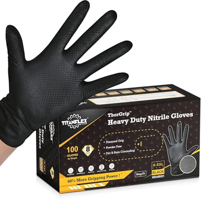 Heavy Duty Black Industrial Nitrile Gloves (100 Count)