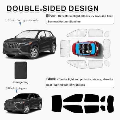 8pcs Thicken Full Window Sun Shades for Toyota Corolla Cross 2022