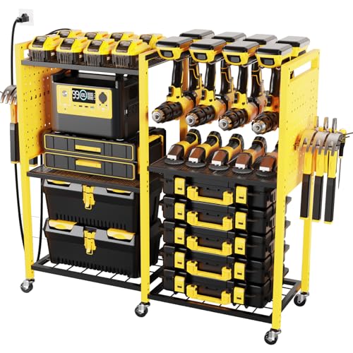 Heavy Duty Power Tools Organizer Cart with Charging Power Strip