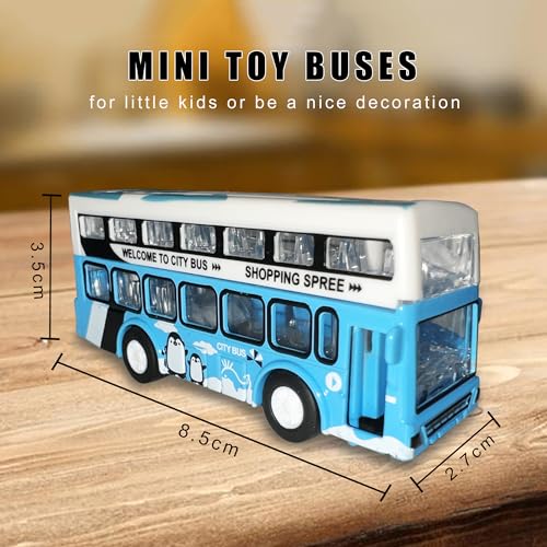 Double Decker Bus Open Door Die Cast Metal Toy Cars Pull Back 5 Pack (5 Count)