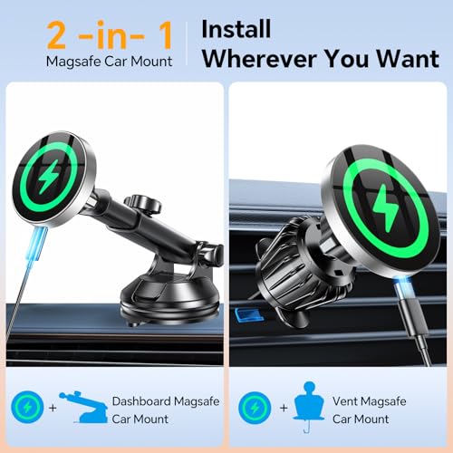 15W Magsafe Car Mount Charger Magnetic Phone Holders for Your Car