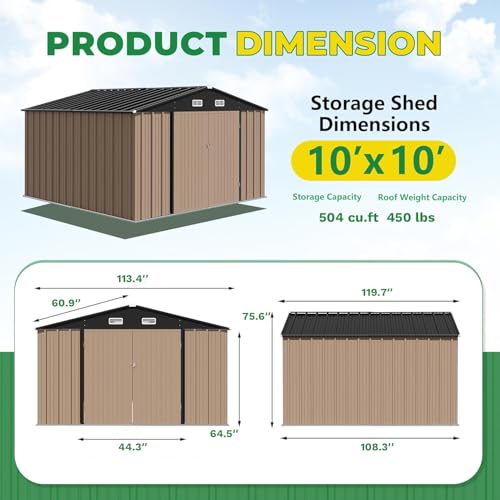 10x10 FT Outdoor Storage Shed