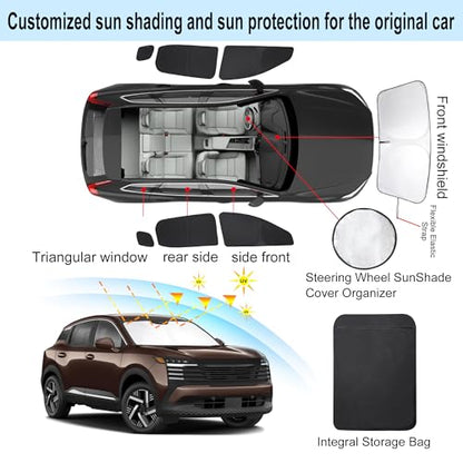 Window Shades for Nissan Kicks 2025 2026 Accessories Car Side Full Windows Rear Triangular Windshield Sun Shade Sun UV Rays & Privacy Protection for Camping 7PCS (7 Count)