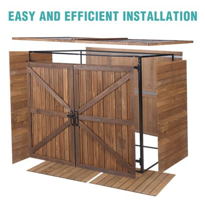 Outdoor Storage Shed 4.2x2.2FT with Metal Frame & Fir Wood
