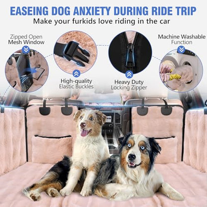 XL Hard Bottom Plush Furry Fuzzy Dog Seat Cover for Crew Cab Truck
