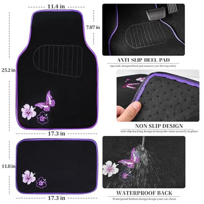 Embroidery Butterfly and Flower Car Floor Mats