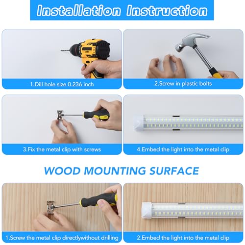8FT LED Shop Light T8 120W 19200LM 6000K (10 Count)