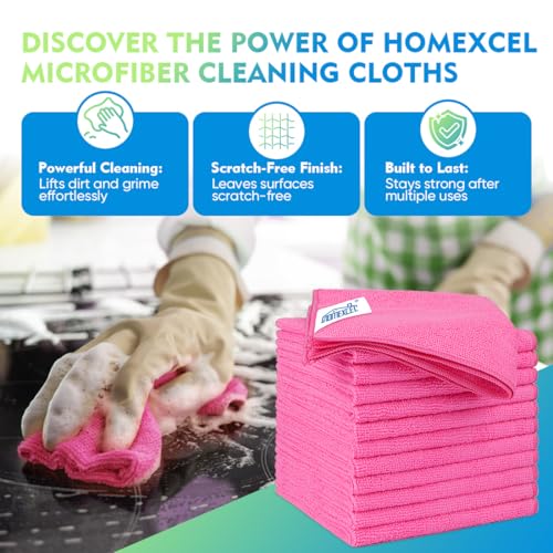 Pink Microfiber Cleaning Cloth 12 Pack (12 Count)