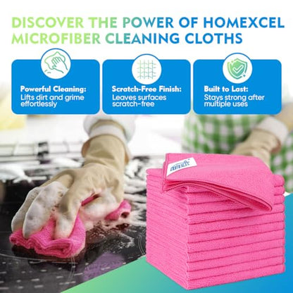Pink Microfiber Cleaning Cloth 12 Pack (12 Count)