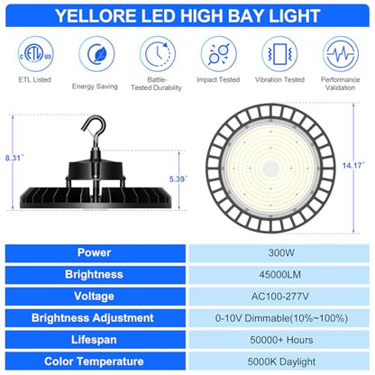 2 Pack 300W LED High Bay Light (3 Count)