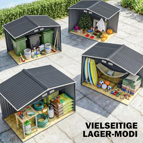 9' x 6' Outdoor Storage Shed Garden Tool Metal Shed Dark Gray