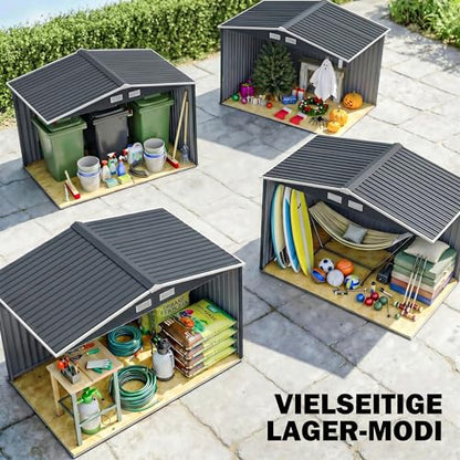 9' x 6' Outdoor Storage Shed Garden Tool Metal Shed Dark Gray