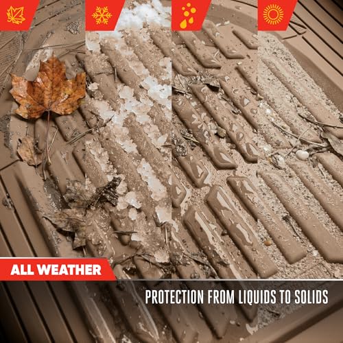 MotorTrend FlexTough Beige Car Floor Mats Rubber All Weather Automotive 2pc