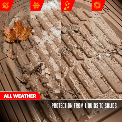 MotorTrend FlexTough Beige Car Floor Mats Rubber All Weather Automotive 2pc