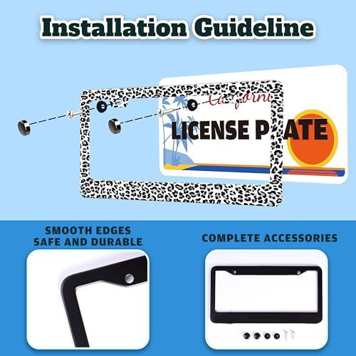 Leopard Print License Plate Frame Skin Texture Pattern License Plate Holder