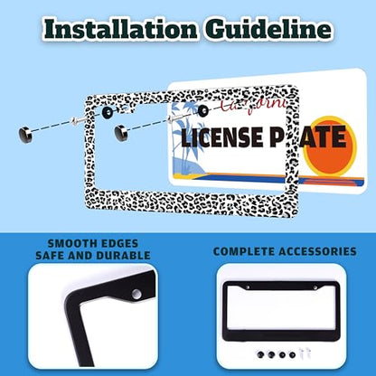 Leopard Print License Plate Frame Skin Texture Pattern License Plate Holder