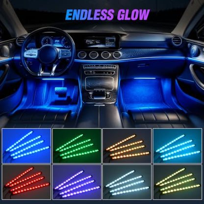 4PCS Car USB Interior Lights RGB Remote Control