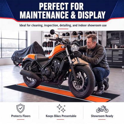 Motorcycle Mat Garage Floor Rug Washable Parking Mats for Garage Floors Non Slip Oil Absorbent Pad Rubber Backing Layer Protects Floor