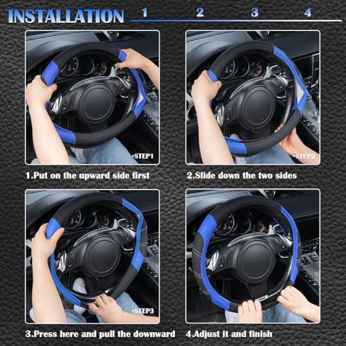 Line Rider Microfiber Leather Sporty Steering Wheel Cover Universal Fits for 95% Truck