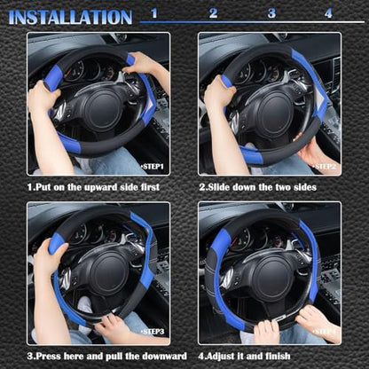 Line Rider Microfiber Leather Sporty Steering Wheel Cover Universal Fits for 95% Truck