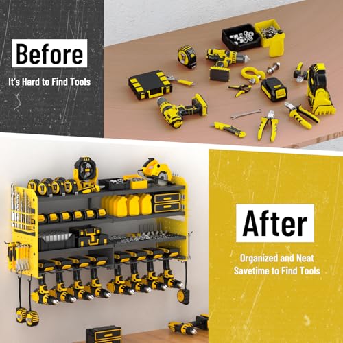 Power Tool Organizer Wall Mount with Charging Station