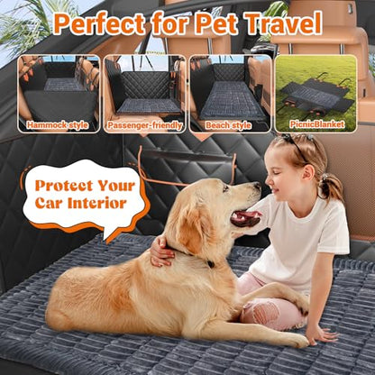 Hard Bottom Car Seat Cover for Dog swith Removable Soft Blankets