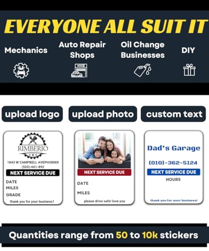 Oil Change Stickers for Windshield Personalized with Your Logo (500 Count)
