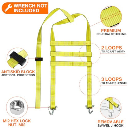 Tow Dolly Basket Straps with Swivel J Hook 2 Pack Fit 13" (2 Count)