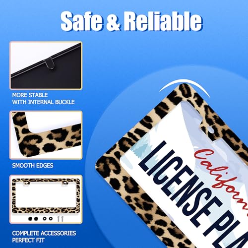 Leopard License Plate Frame Stainless Steel Car Accessories 12.3" x 6.3"