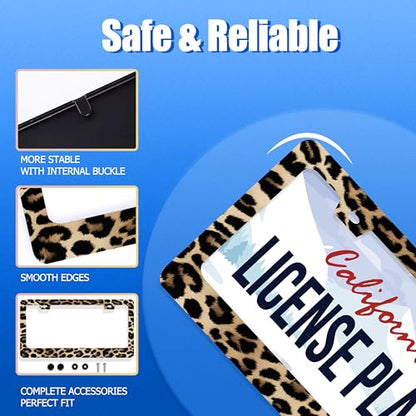 Leopard License Plate Frame Stainless Steel Car Accessories 12.3" x 6.3"