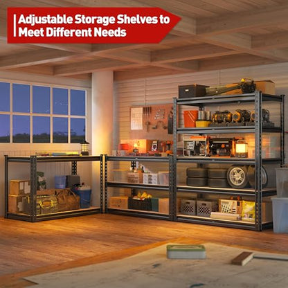 2000LBS Garage Shelving Heavy Duty 72''H Storage Shelves 5 Tier Heavy Duty Shelving (4 Count)