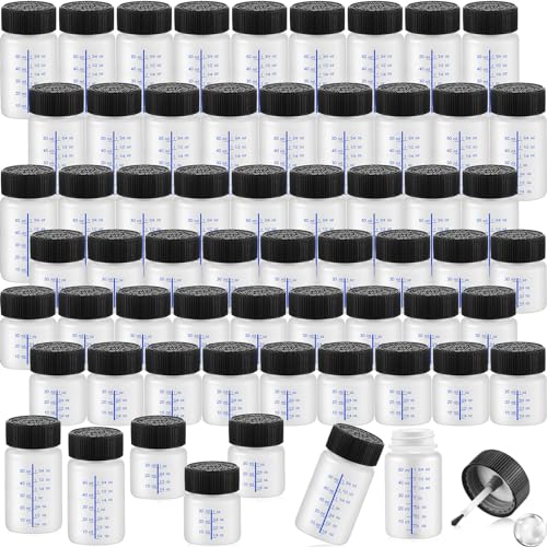 120 Pcs Touch up Paint Bottles with Applicator Brush and Lids 2 oz and 1 oz Liquid Capacity Plastic Leftover Touch up Paint Container with Mixing Ball for Fixing Wall Stone Chip Car Surface