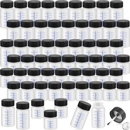 120 Pcs Touch up Paint Bottles with Applicator Brush and Lids 2 oz and 1 oz Liquid Capacity Plastic Leftover Touch up Paint Container with Mixing Ball for Fixing Wall Stone Chip Car Surface