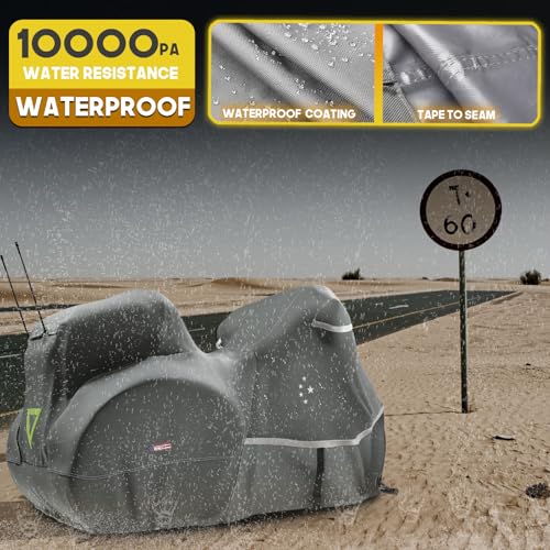 Motorcycle Cover with Side+Top Box LI LIBZAKI Heavy Duty 600D Waterproof for Touring Models Harley Davidson Ultra Limited