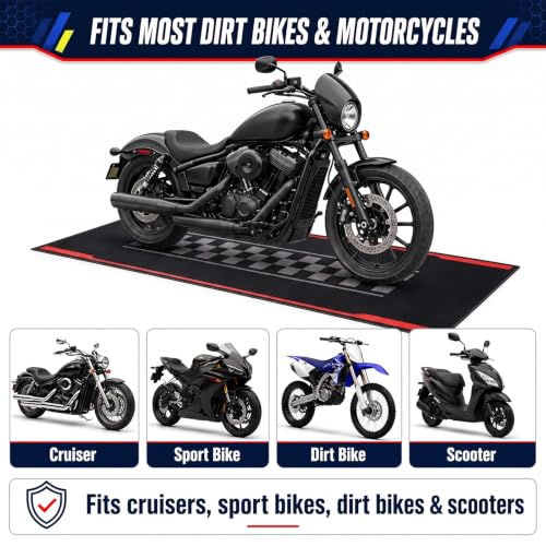 Motorcycle Mat Garage Floor Rug Washable Parking Mats for Garage Floors Non Slip Oil Absorbent Pad Rubber Backing Layer Protects Floor