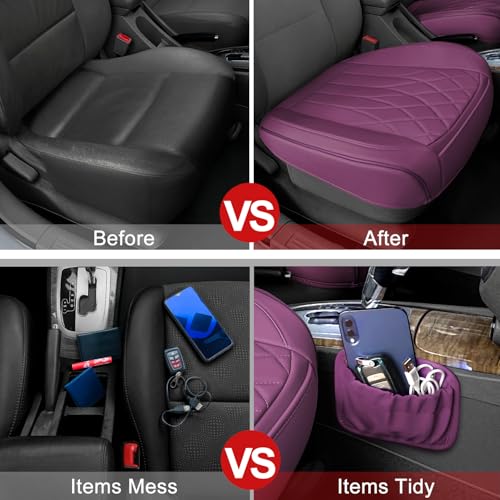2 Pack Purple Leather Front Bottom Car Seat Covers (2 Count)