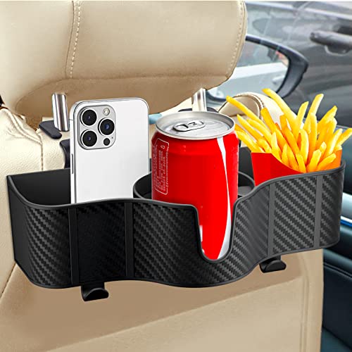 3-in-1 Car Headrest Organizer with 3.7" Cup Holder & Hooks-1PC