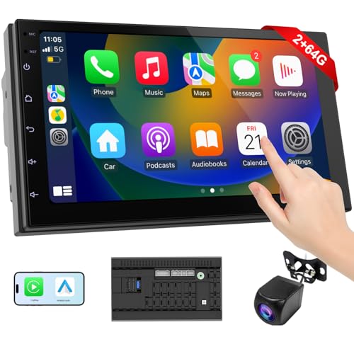 2 Din Car Radio with Wireless CarPlay & Android Auto