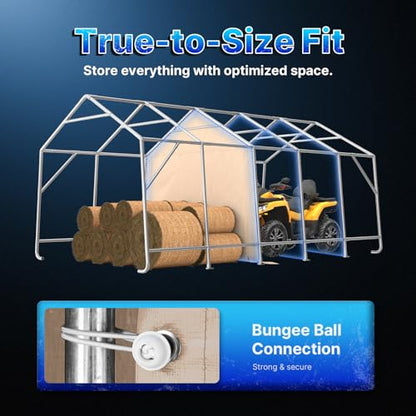 13x20 ft Carport 2 Roll up Doors & Vents Outdoor Portable Storage Shelter Garage Tent for Vehicle Boat Truck Anti