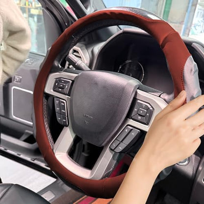 Breathable Leather Steering Wheel Cover with Non