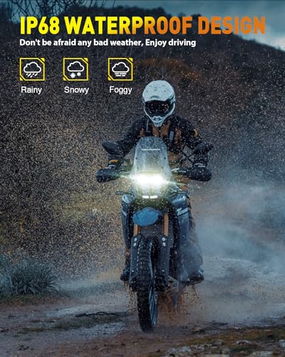H4/9003/HB2 Light Bulb for Motorcycle, 30,000LM High Brightness, 6500K Cool White, 1:1 Halogen Size, Plug and Play Hi/Low Beam Bulb, 75K+ Hour Lifespan with Cooling Fan, Pack of 1