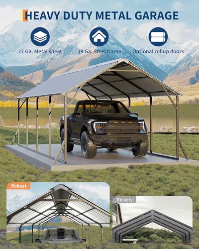 11 ft x20 ft x9 ft Vertical Roof Metal Carport