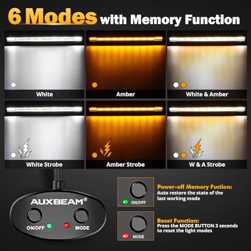 42" LED Light Bar 6 Modes Amber White 240W Straight Off Road Lights