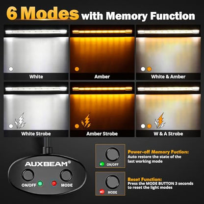 42" LED Light Bar 6 Modes Amber White 240W Straight Off Road Lights