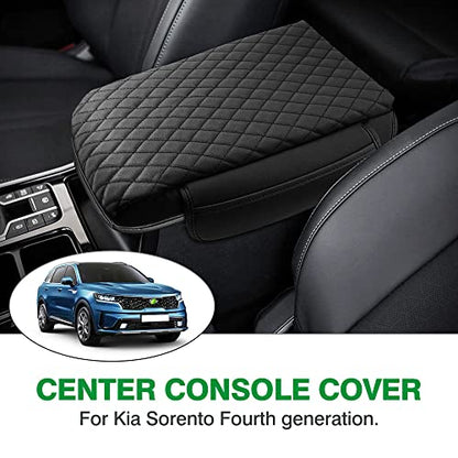 Center Console Cover Kia Sorento Accessories 2026 2025 2024 2023 2022 2021 Armrest Cover Center Console Pad for Kia Sorento PU Leather Armrest Seat Box Cover Protector w